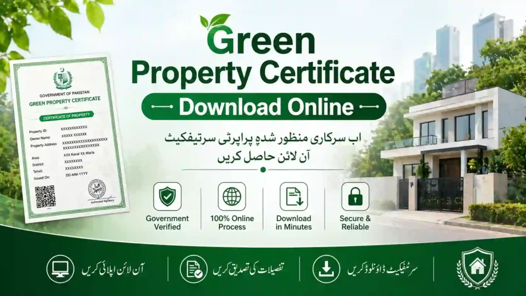 Green Property Certificate Download Online via www.pulse.gop.pk Govt Official Portal